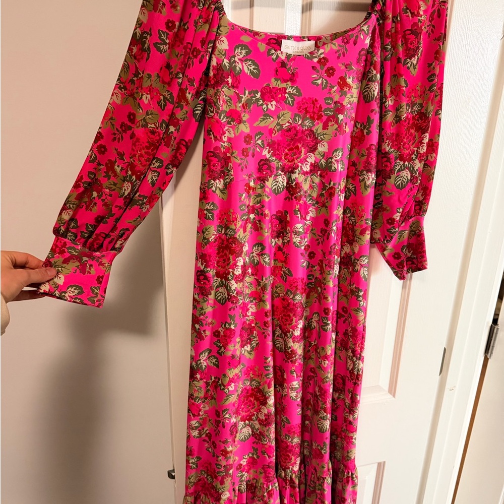 Vibrant Floral Maxi Dress in Pink